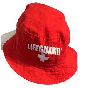 Red Lifeguard Brand Vintage 1990's 100% Cotton Hat Cap. No Size Tag Looks Small